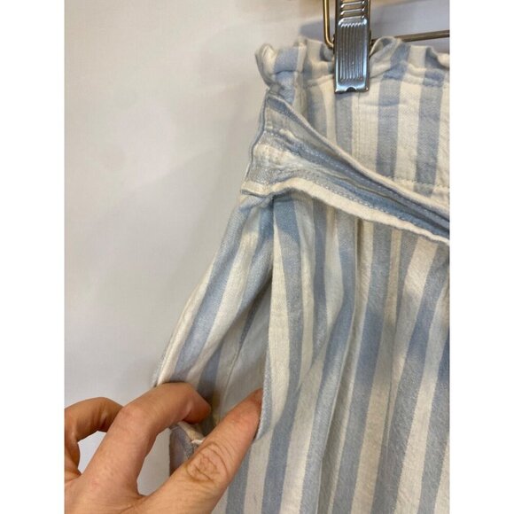 Madewell Medium Huston Pull On Crop Pants Striped Elastic Waist Blue GUC - Picture 8 of 8